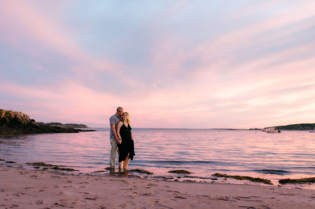 Kettle Cove Maine Maternity Session at sunset