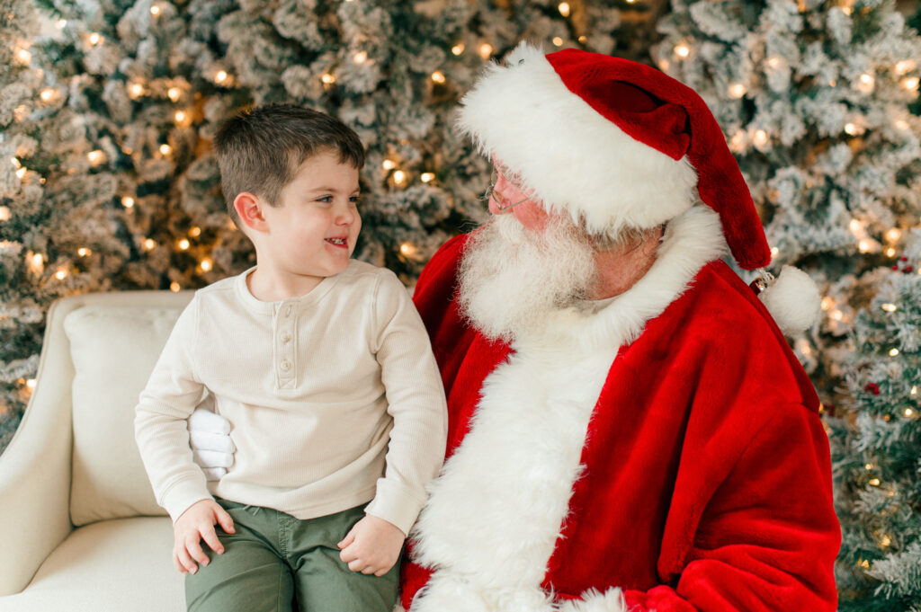 A little boy very excited to meet santa
